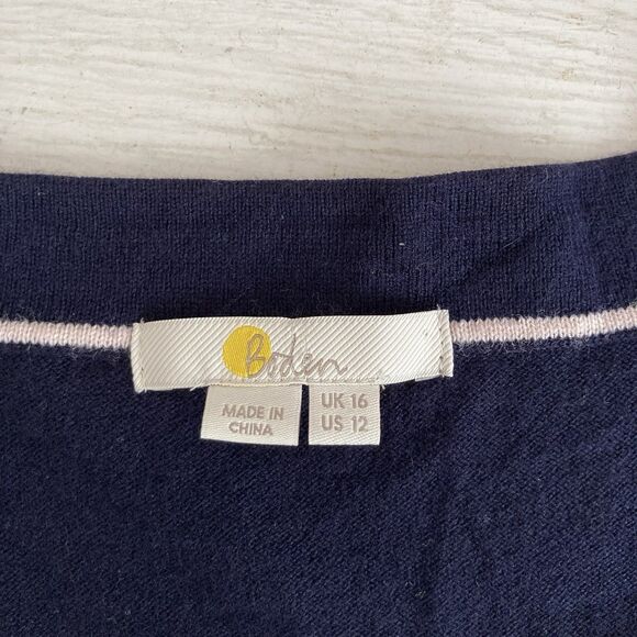 Boden Womens Trudy Knit Dress Size 12 Wool Cotton Blend Navy Green - Picture 10 of 11